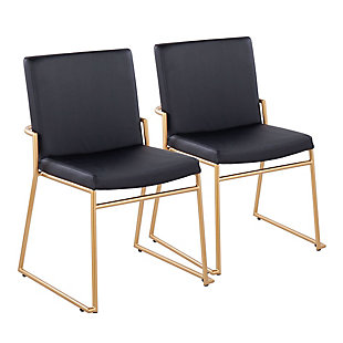 LumiSource Dutchess Dining Chair (Set of 2), Black/Gold, large