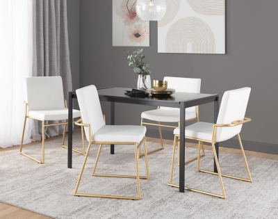 LumiSource Dutchess Dining Chair (Set of 2), White/Gold