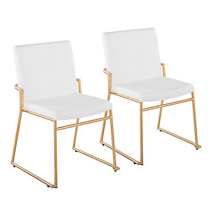 LumiSource Dutchess Dining Chair (Set of 2), White/Gold, large