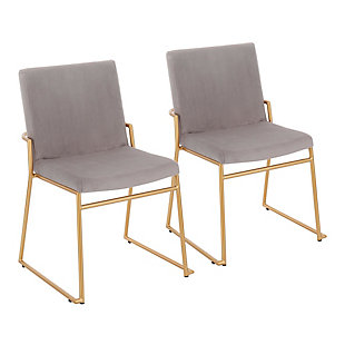 LumiSource Dutchess Dining Chair (Set of 2), Silver/Gold, large