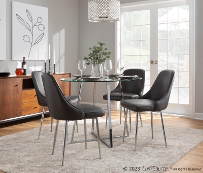 LumiSource Marcel Dining Chair (Set of 2), Gray/Chrome