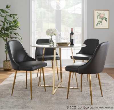 LumiSource Marcel Dining Chair (Set of 2), Gray/Gold, large