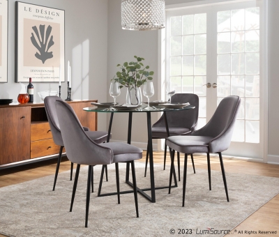 LumiSource Marcel Dining Chair (Set of 2), Black/Silver, rollover