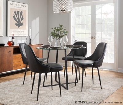 LumiSource Marcel Dining Chair (Set of 2), Black/Black, large