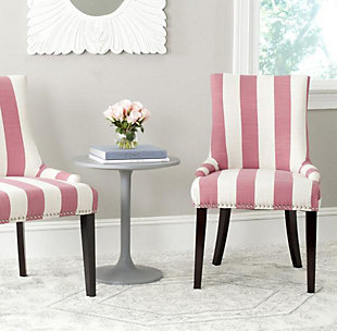 Safavieh Lester Awning Stripes Dining Chair (Set of 2), Pink, rollover