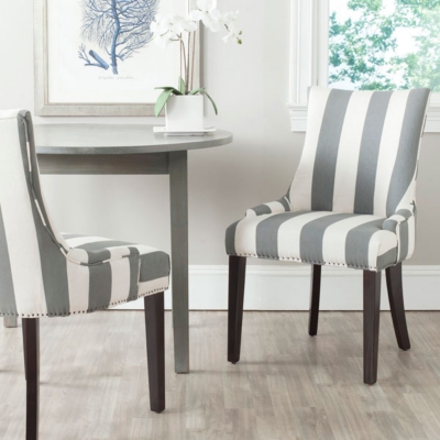 Safavieh Lester Awning Stripes Dining Chair (Set of 2), Gray, large