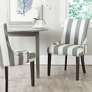 Safavieh Lester Awning Stripes Dining Chair (Set of 2), Gray, rollover