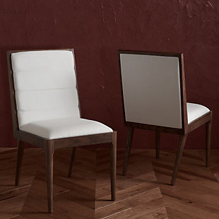 Safavieh Laycee Dining Chair (Set of 2), White/Walnut, rollover