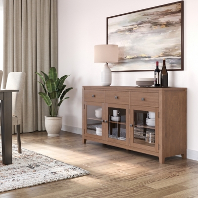 Simpli Home Cosmopolitan Sideboard Buffet, Medium Saddle Brown, rollover