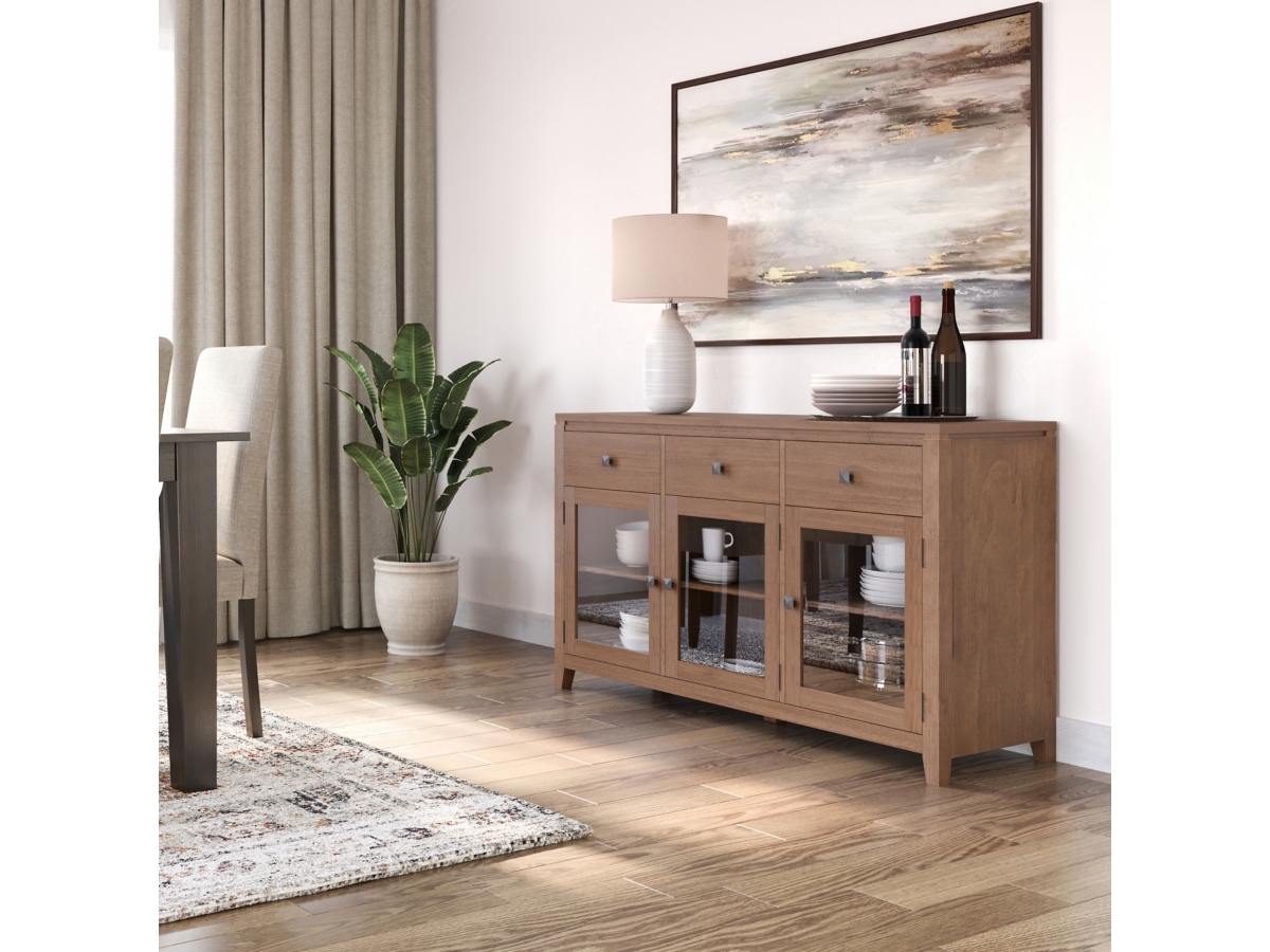 Simpli Home Cosmopolitan Sideboard Buffet, Medium Saddle Brown, large
