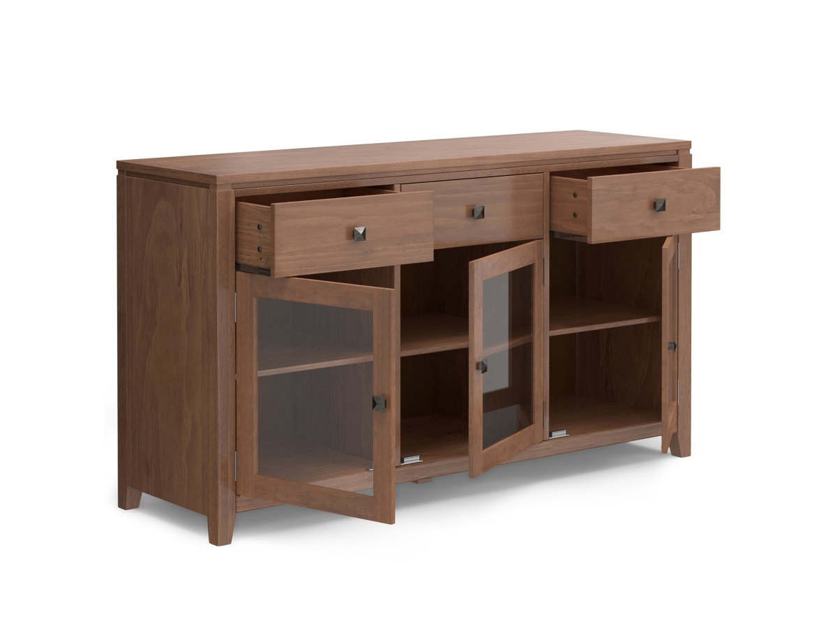 Simpli Home Cosmopolitan Sideboard Buffet, Medium Saddle Brown, large