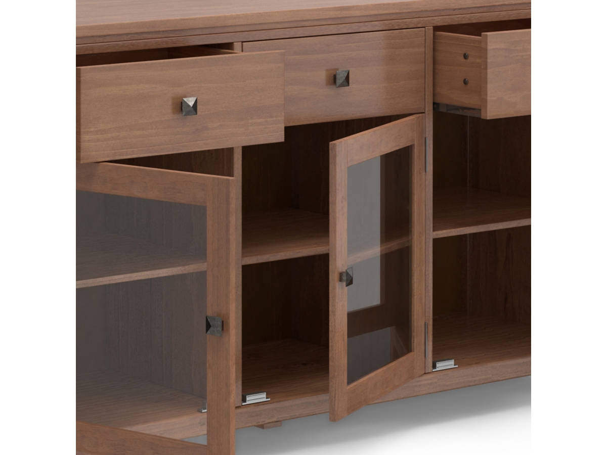 Simpli Home Cosmopolitan Sideboard Buffet, Medium Saddle Brown, large