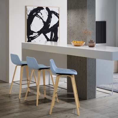 Simpli Home Randolph Counter Height Bar Stool (Set of 2), Denim Blue, rollover