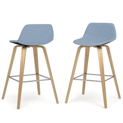 Simpli Home Randolph Counter Height Bar Stool (Set of 2), Denim Blue, large