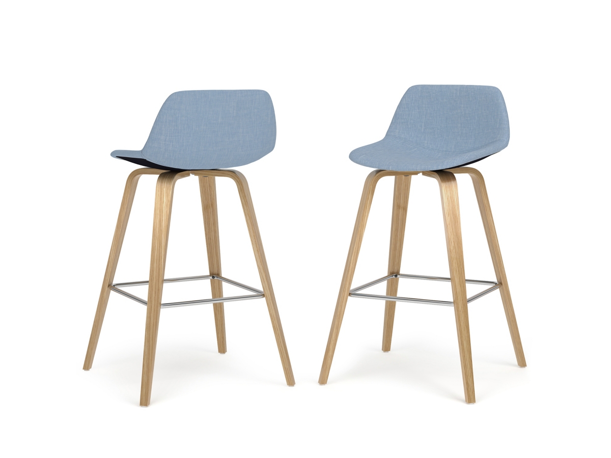 Simpli Home Randolph Counter Height Bar Stool (Set of 2), Denim Blue, large