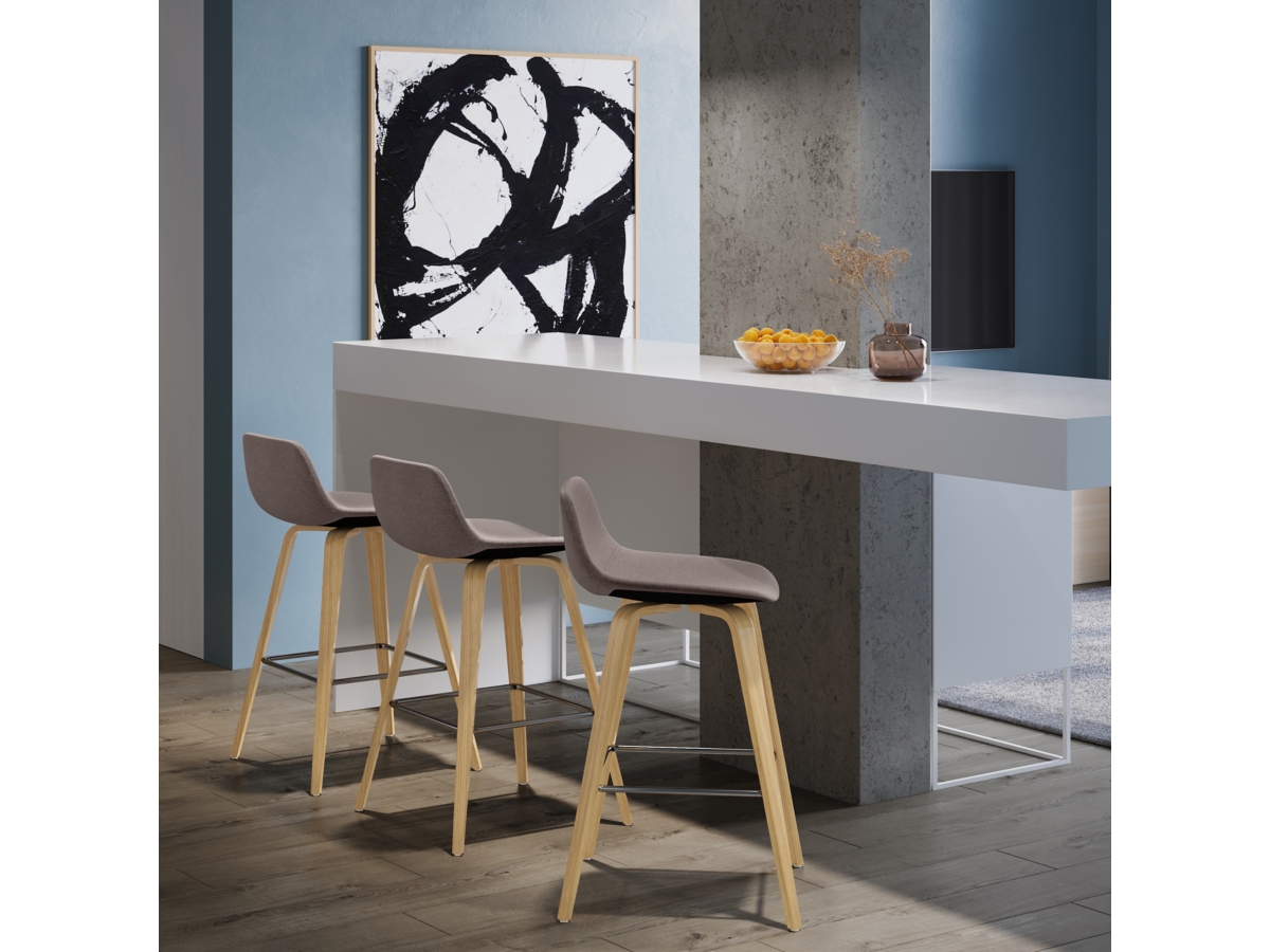 Simpli Home Randolph Counter Height Bar Stool (Set of 2), Mocha, large