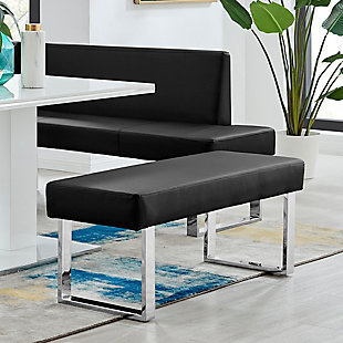 Amanda Dining Bench, Black/Stainless, rollover