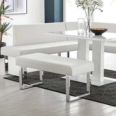 Amanda 48 Dining Bench, White/Stainless