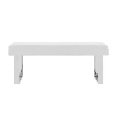 Amanda Dining Bench, White/Stainless, large