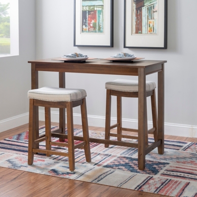 Linon Claridge Counter Height Dining Table and 2 Bar Stools Set, Gray/White