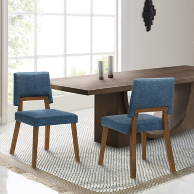 Channell Dining Chair (Set of 2), Blue/Walnut