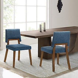 Channell Dining Chair (Set of 2), Blue/Walnut, rollover