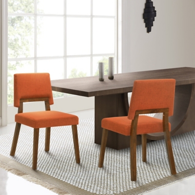 Channell Dining Chair (Set of 2), Orange/Walnut