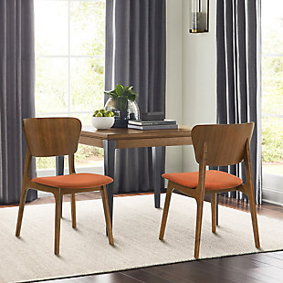 Kalia Dining Chair (Set of 2), Orange/Walnut, rollover