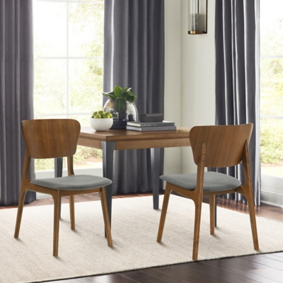 Kalia Dining Chair (Set of 2), Charcoal/Walnut