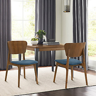 Kalia Dining Chair (Set of 2), Blue/Walnut, rollover