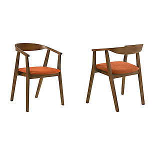 Santana Dining Chair (Set of 2), Orange/Walnut, large