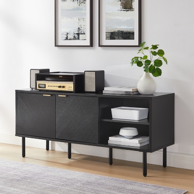 Crosley Furniture Brody Record Storage Sideboard, Black