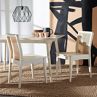 Safavieh Benicio Dining Chair (Set of 2), White/Natural, rollover