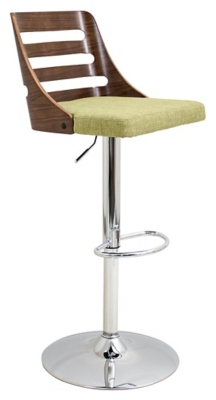 Trevi Adjustable Height Bar Stool with Swivel, Green, large
