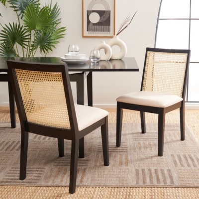 Safavieh Levy Dining Chair (Set of 2), Black/Beige/Natural, rollover
