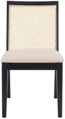 Safavieh Levy Dining Chair (Set of 2), Black/Beige/Natural, large