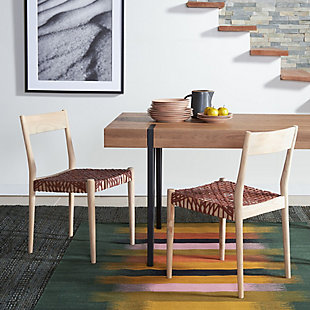 Safavieh Pranit Dining Chair (Set of 2), Cognac/Natural, rollover