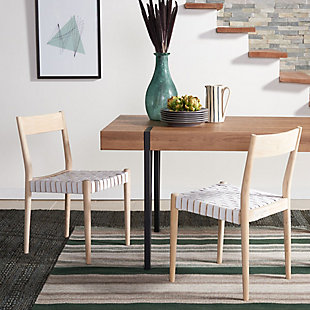 Safavieh Emilio  Dining Chair (Set of 2), White/Natural, rollover
