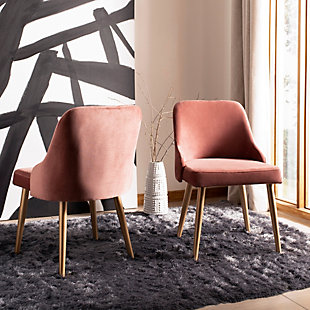 Safavieh Lulu Dining Chair (Set of 2), Dusty Rose/Gold, rollover