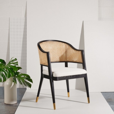 Safavieh Rogue Rattan Dining Chair, Black/Natural, rollover