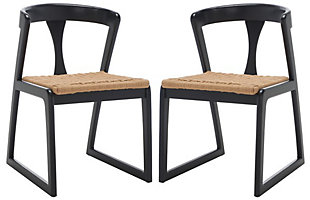 Safavieh Jamal Dining Chair (Set of 2), Black/Natural, large