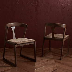 Safavieh Jamal Dining Chair (Set of 2), Walnut/Natural, rollover