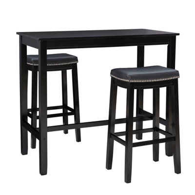 Linon Claridge Three Piece Bar Set, Black, large