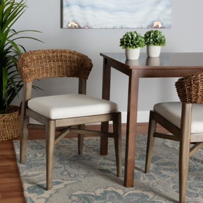 bali & pari Chloe Dining Chair, White/Natural/Walnut