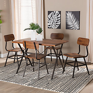 Baxton Studio Irwin Dining Table and 4 Chairs Set, , rollover