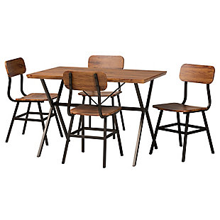 Baxton Studio Irwin Dining Table and 4 Chairs Set, , large