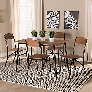 Baxton Studio Neona Dining Table and 4 Chairs Set, , rollover