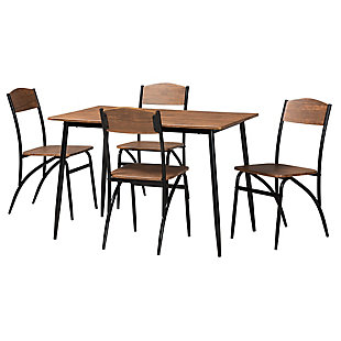 Baxton Studio Neona Dining Table and 4 Chairs Set, , large