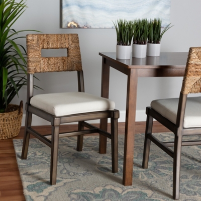 bali & pari Porsha Dining Chair, White/Natural/Walnut