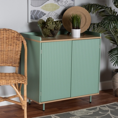 Baxton Studio Tavita Sideboard Buffet, Oak Brown/Mint Green